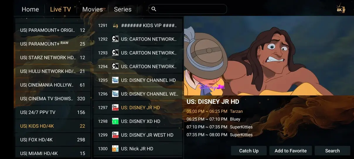 Vista previa de app IPTV 4