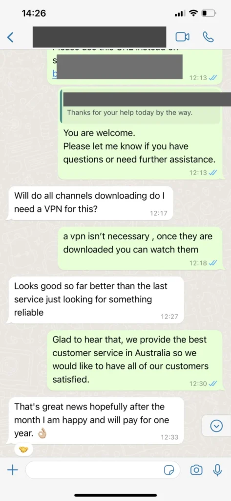 Conversación de WhatsApp de ejemplo 3